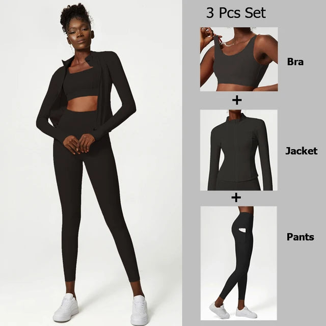 Women's Quick-Dry Fitness Suit — Zip Jacket & Leggings Set (Plus Size)