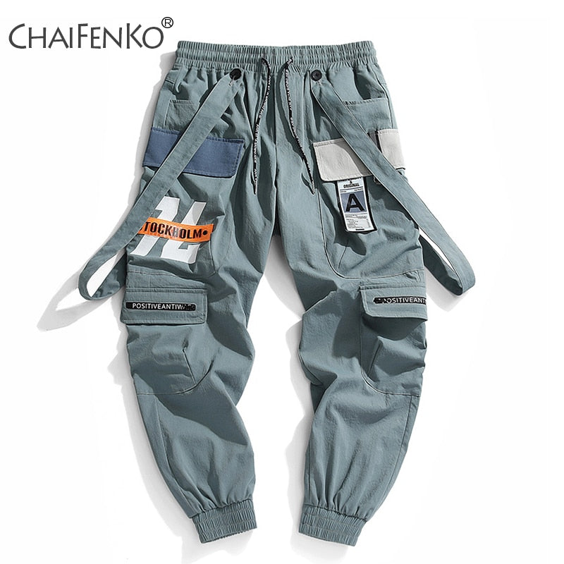 Men's Hip Hop Print Beam Foot Cargo Jogger Pants