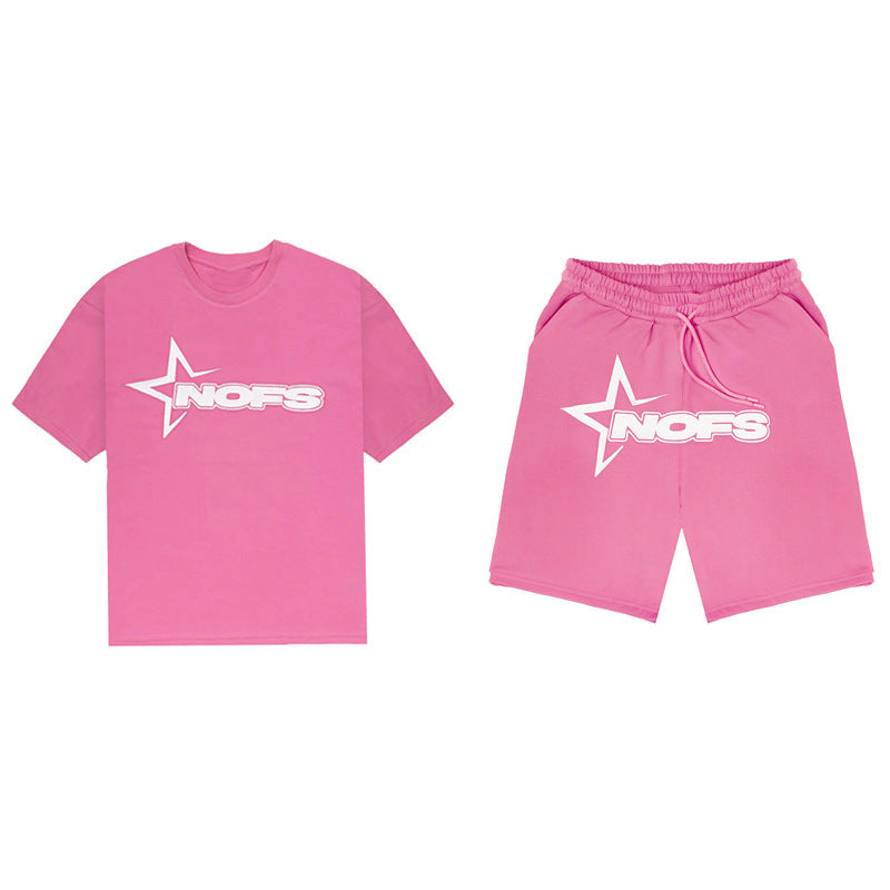 Men's Street Hip Hop Letter Print T-Shirt & Shorts Set