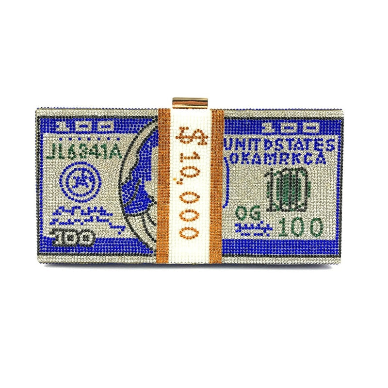 Rhinestone Money Stack Clutch