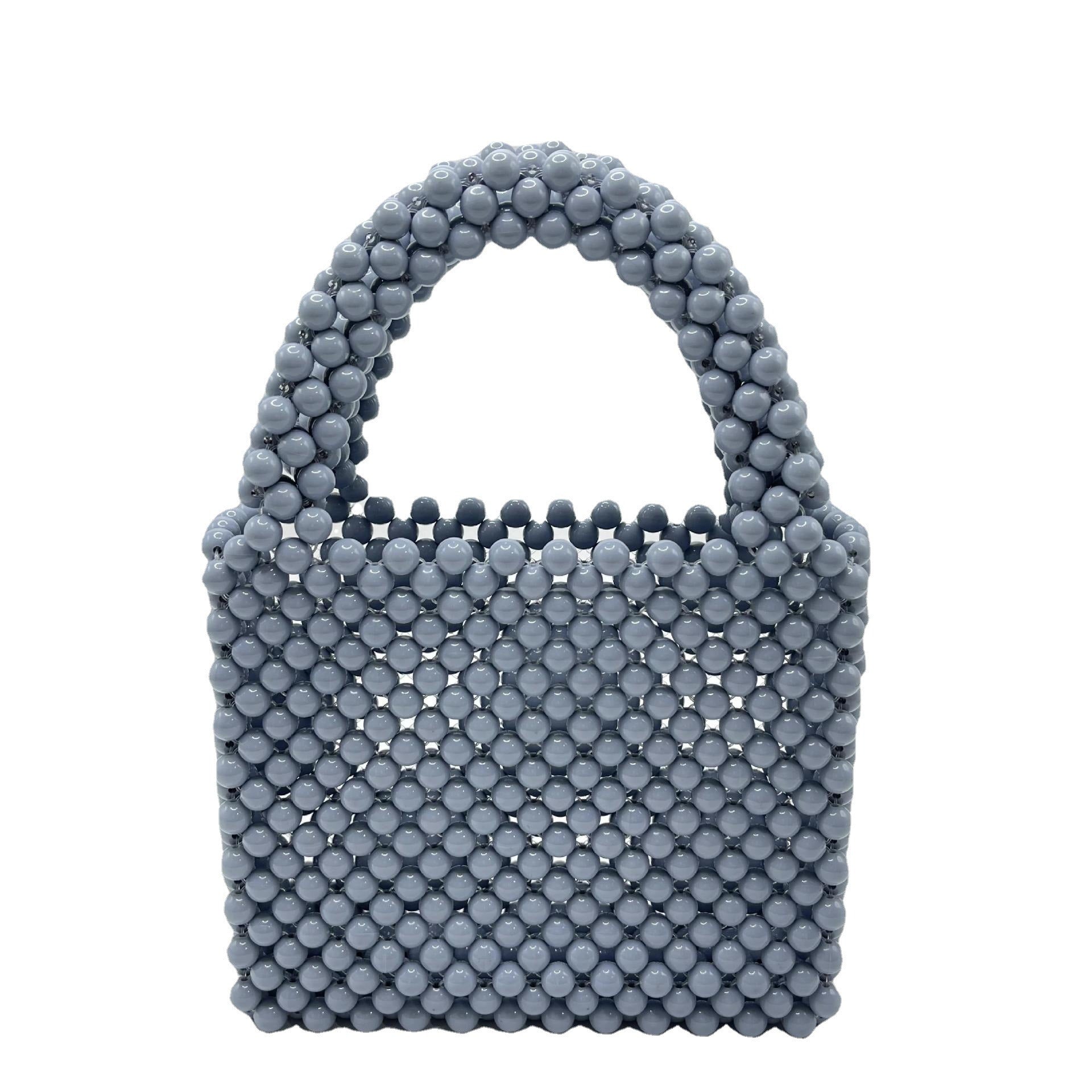 Solid Colour Beaded Handbag
