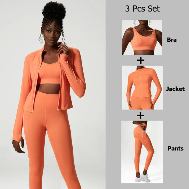Women's Quick-Dry Fitness Suit — Zip Jacket & Leggings Set (Plus Size)