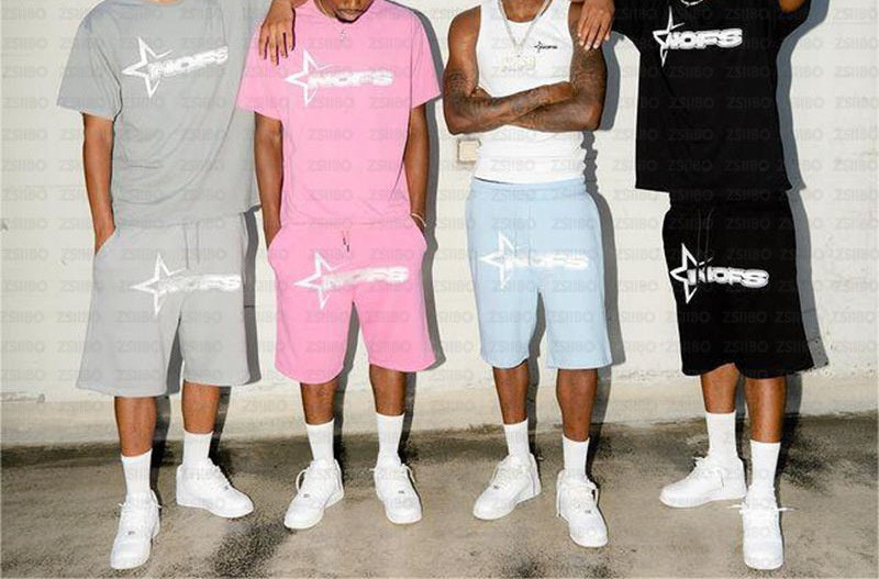 Men's Street Hip Hop Letter Print T-Shirt & Shorts Set