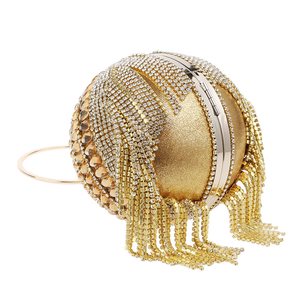Fringe Ball Round Evening Bag