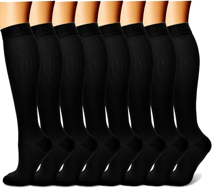 Long Tube Compression Socks 6-Pack – Men & Women Sports, Cycling & Yoga