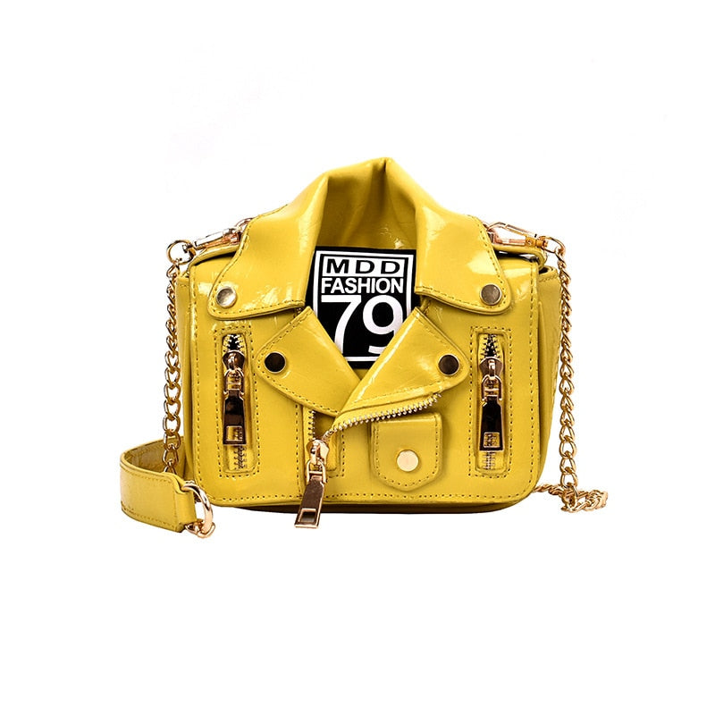Women's Rivet Chain Motorcycle Shoulder Bag – Leather Messenger Bag