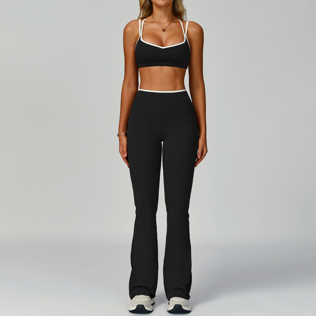 Women's Backless Yoga Fitness 2-Piece Set — Nylon Spandex Sports Bra & Bottoms