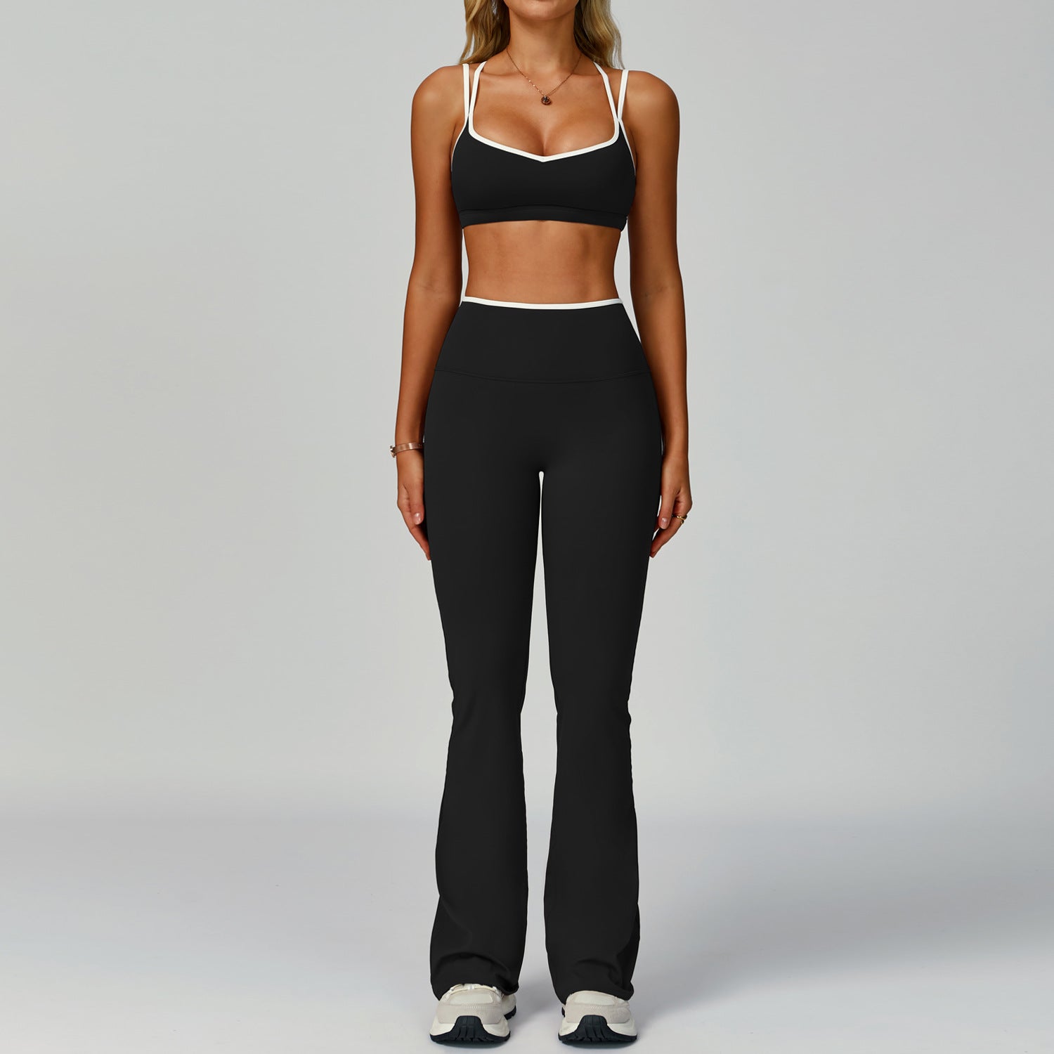 Women's Backless Yoga Fitness 2-Piece Set — Nylon Spandex Sports Bra & Bottoms