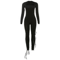 Women's Cut-Out Tie-Up Bodycon Long Jumpsuit – Slim Fit Milk Silk