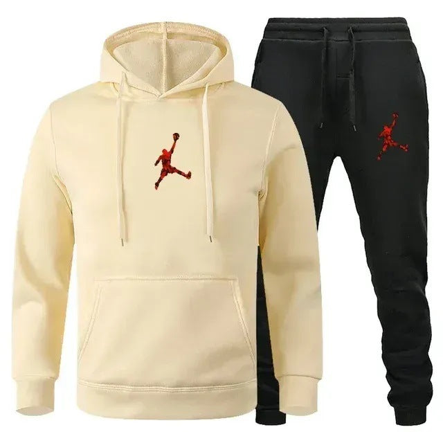 Men's Colour-Block Hoodie & Sweatpants Set
