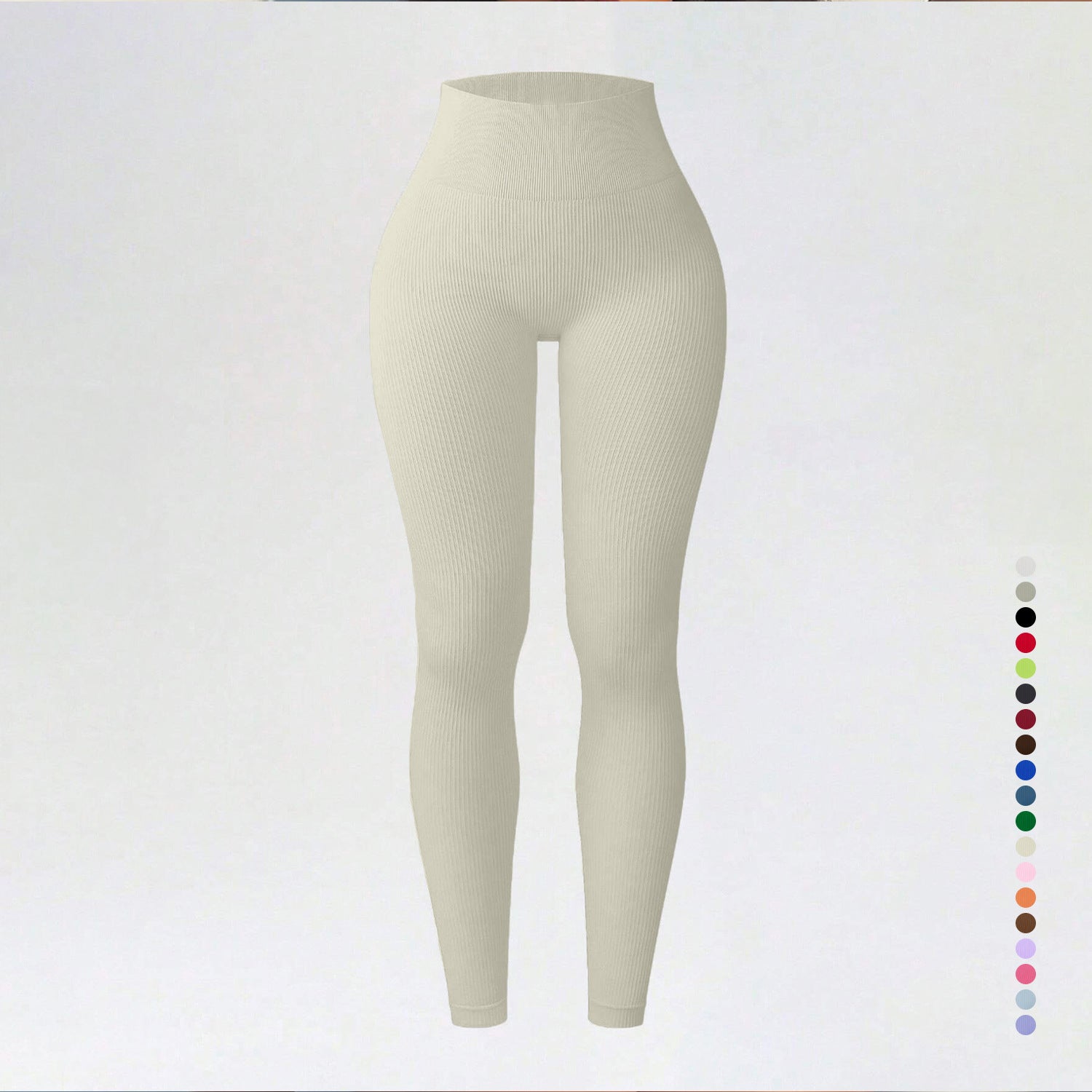 Women's Seamless High-Waist Ribbed Yoga Leggings