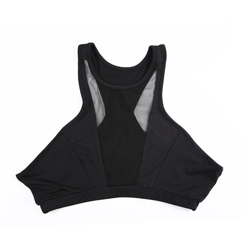 Women's Black Mesh Yoga Tank Top — Fitness Sports Bra Vest