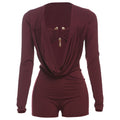 Women's Deep V-Neck Bodycon Jumpsuit – Metallic Detail Milk Silk