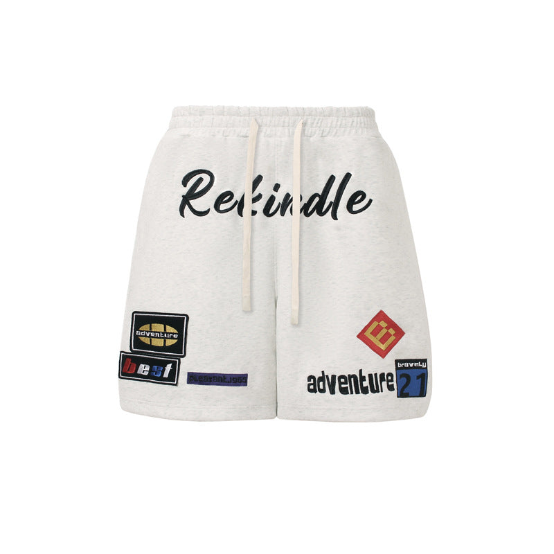 Men's Embroidered Letter Wide-Leg Hip Hop Shorts