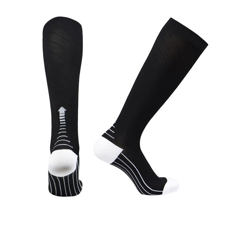 Unisex High Calf Compression Running Socks – Sweat-Wicking Nylon Sports Socks for Cycling & Marathon
