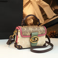 Magenta Mini Leather Crossbody Square Bag