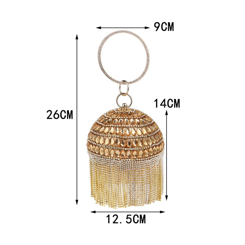 Crystal Ball Tassel Evening Clutch