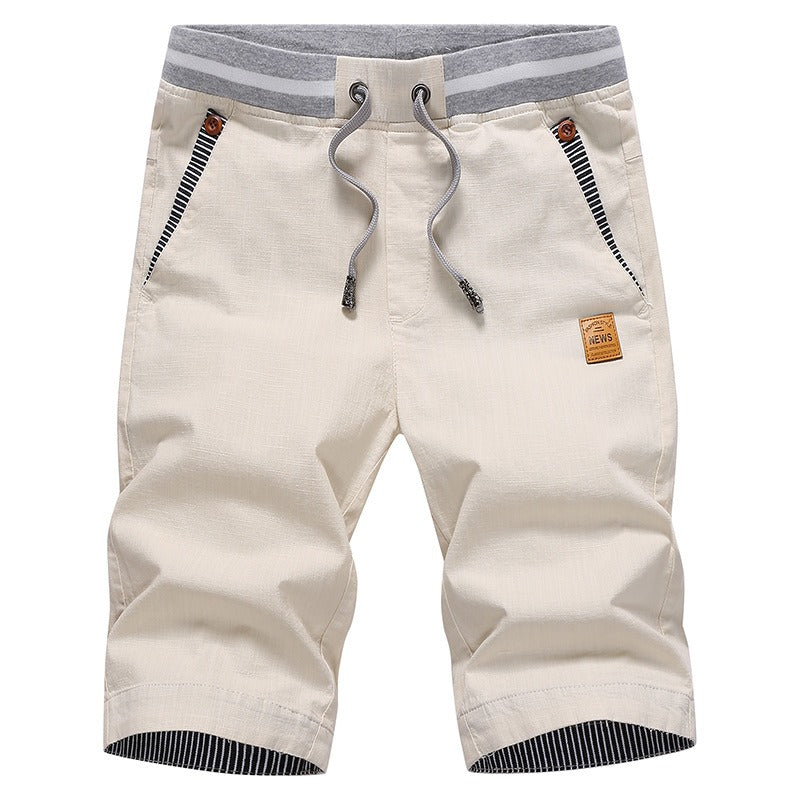 Men's Pure Cotton Straight-Leg Casual Pants – Button Detail