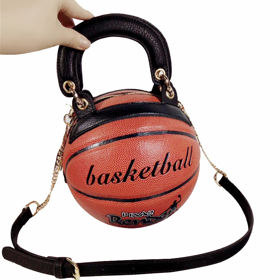 Women's Round Basketball Crossbody Bag – PU Leather Novelty Messenger Bag