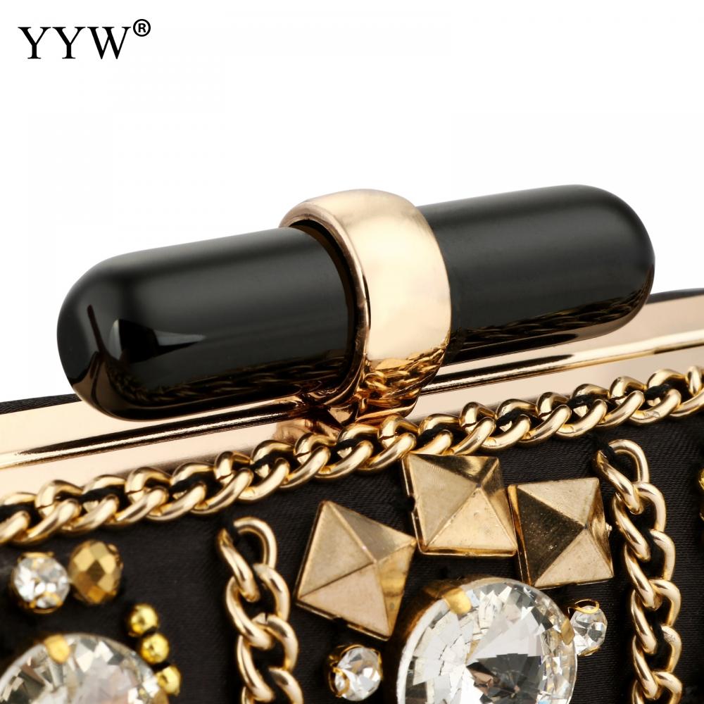 Black Satin Rhinestone Box Clutch