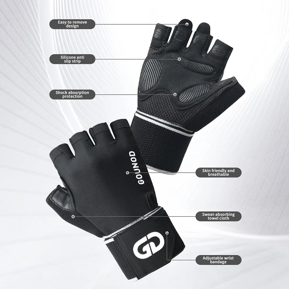 Half Finger Fitness Gloves with Wrist Straps