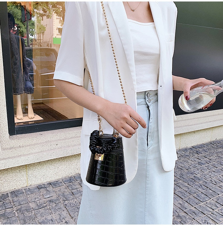 PU Leather Bucket Crossbody Bag