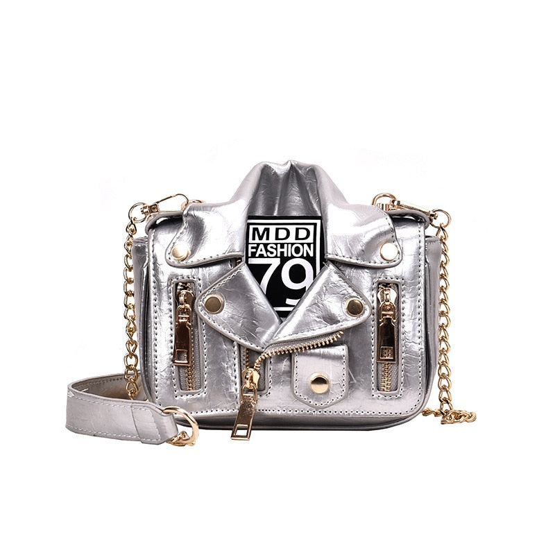 Women's Rivet Chain Motorcycle Shoulder Bag – Leather Messenger Bag