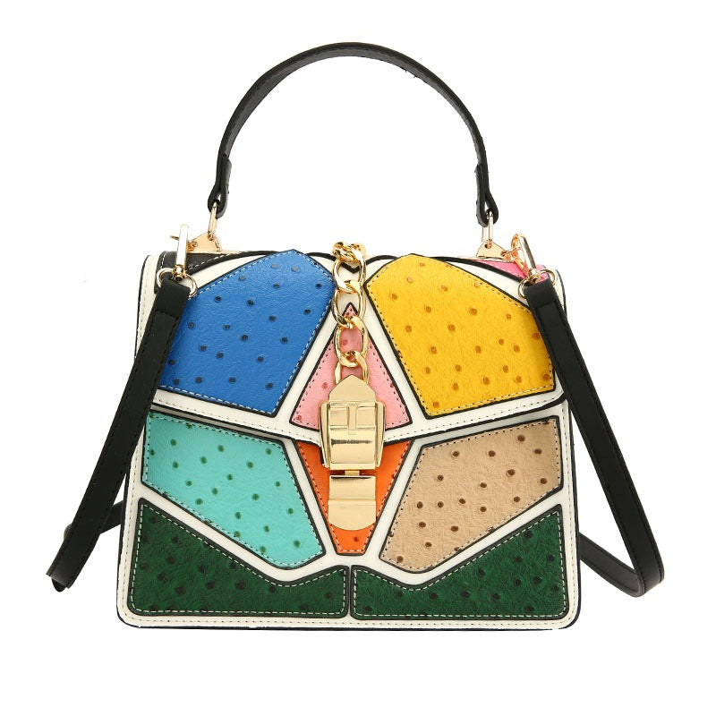 Women's PU Colour Block Small Square Crossbody Bag