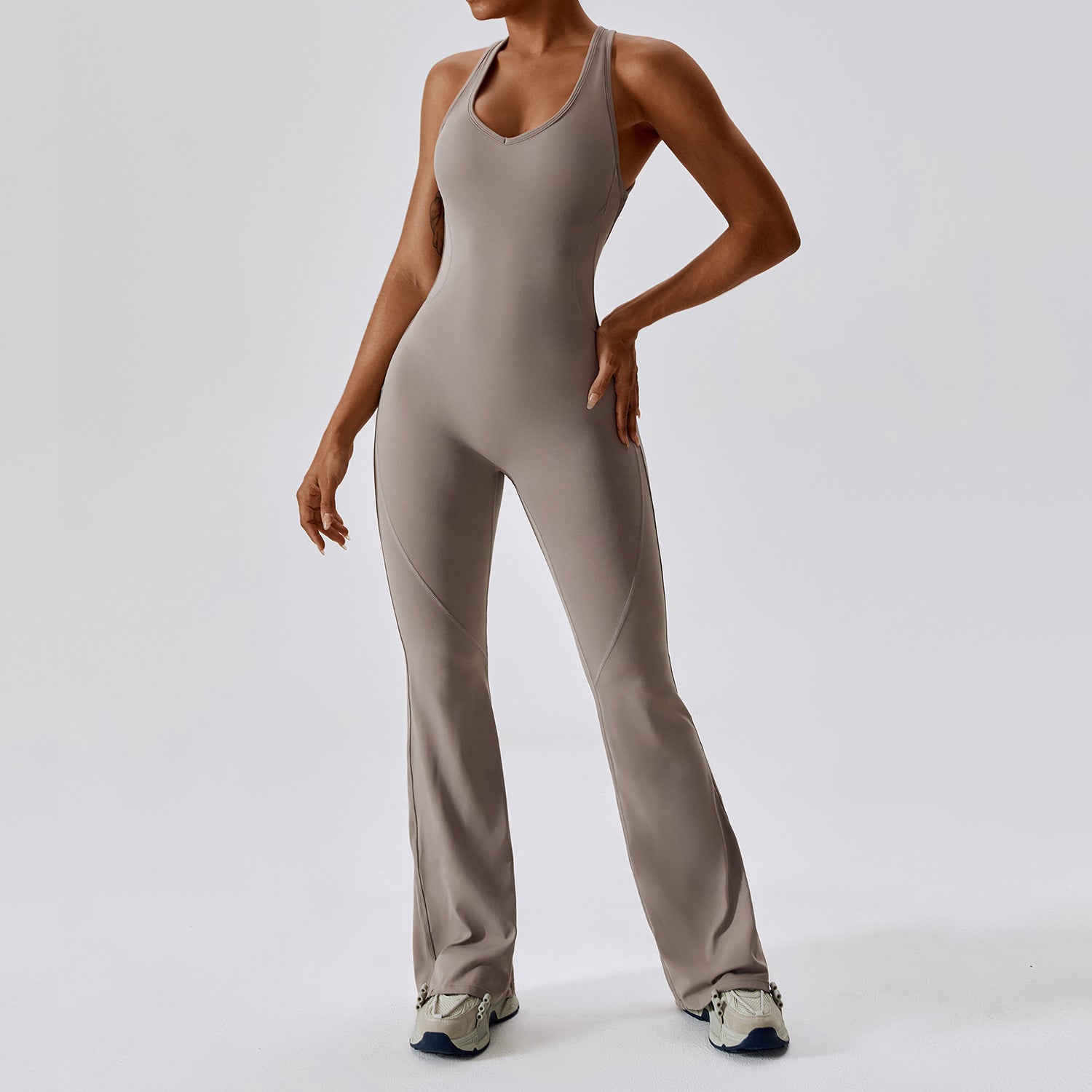 Women's Sleeveless Slim Fit Long Pants Jumpsuit — Full-Length Fitted Bodysuit