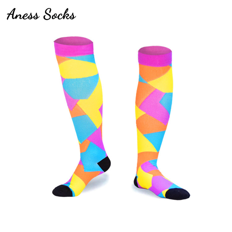 Unisex Patterned Graduated Compression Socks 15-25mmHg – Fun Print Long Tube Sport Socks