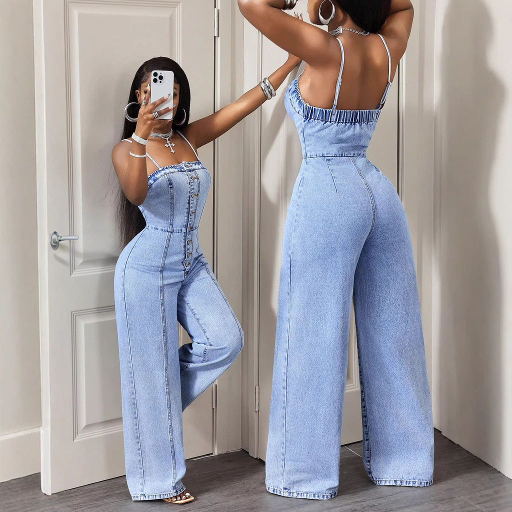 Women's Denim Suspender Jumpsuit