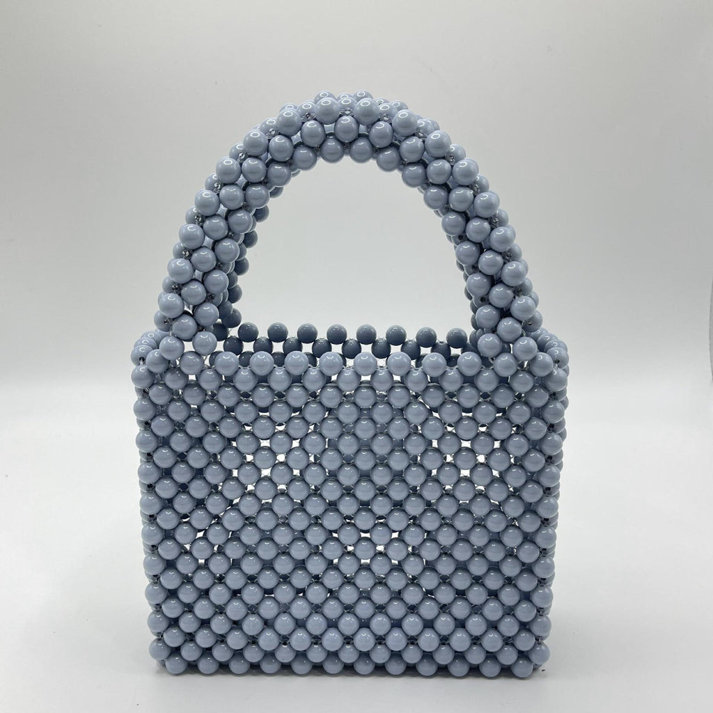 Solid Colour Beaded Handbag
