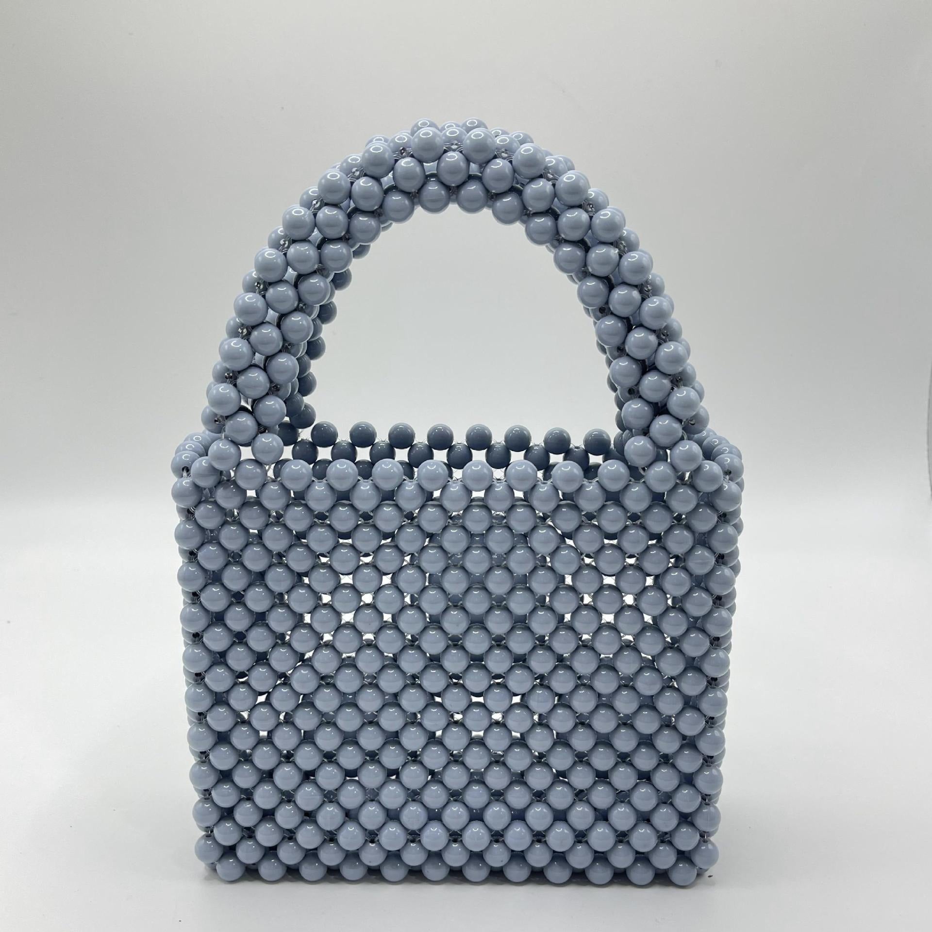 Solid Colour Beaded Handbag