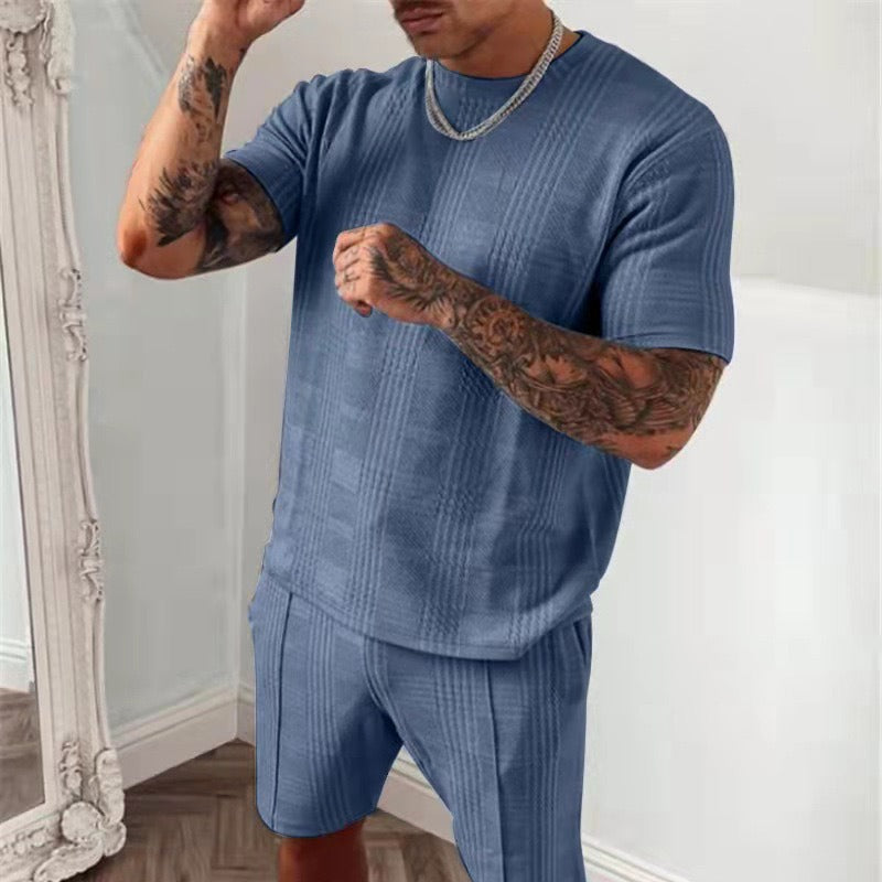 Men's 3D Print Round Neck T-Shirt & Shorts Set