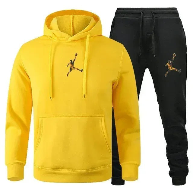 Men's Colour-Block Hoodie & Sweatpants Set