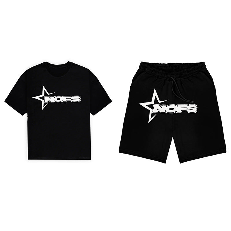 Men's Street Hip Hop Letter Print T-Shirt & Shorts Set