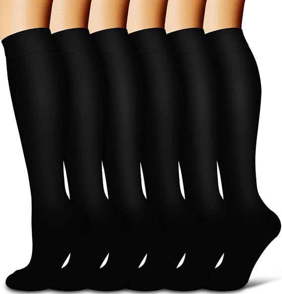 Long Tube Compression Socks 6-Pack – Men & Women Sports, Cycling & Yoga