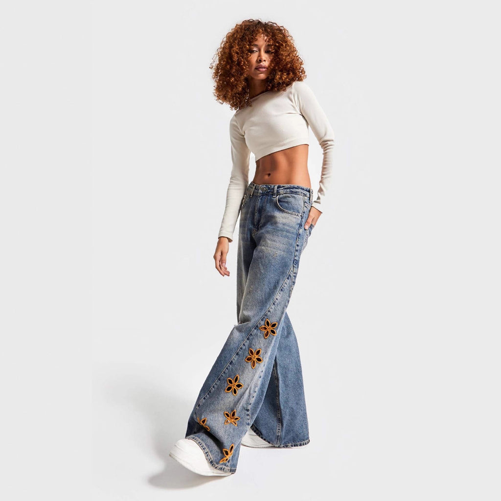 Women's High Waist Loose Water-Washed Jeans