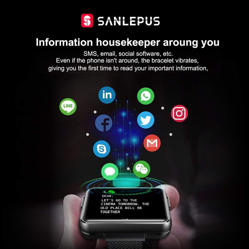 SANLEPUS Smart Watch + Wireless Earbuds – 2-in-1 Fitness Bracelet