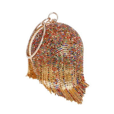 Crystal Ball Tassel Evening Clutch