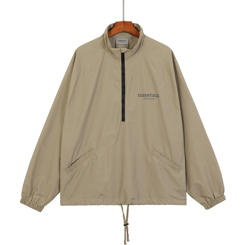 Half-Zip Hooded Windbreaker Jacket