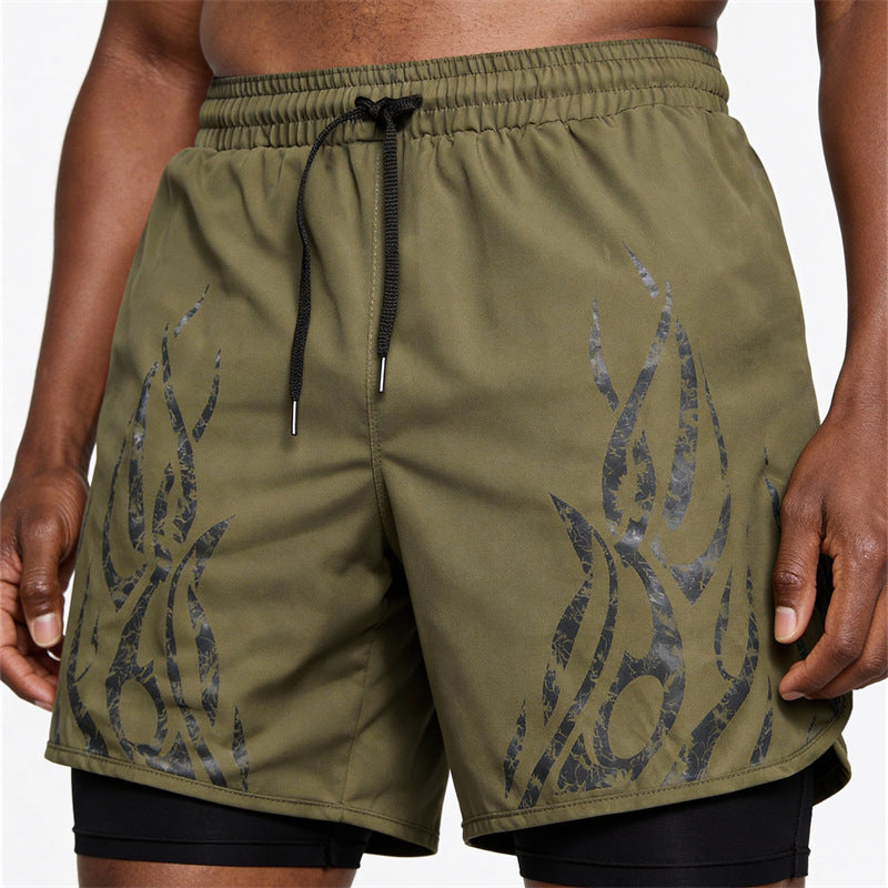 Men's Double Layer Running & Basketball Shorts — Moisture-Wicking Quick-Dry Fitness Shorts