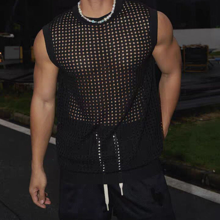 Men's Sleeveless Mesh Fitness Camisole Top