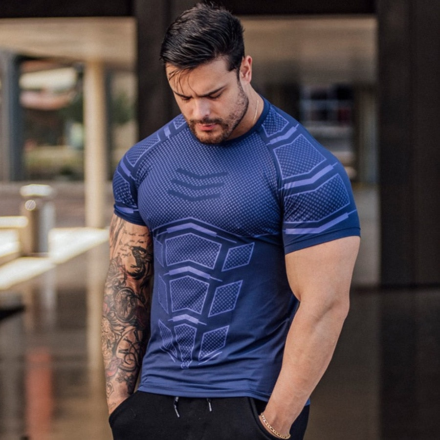 Men's Compression Quick-Dry Short-Sleeve T-Shirt – Slim Fit Running & Sport Tee