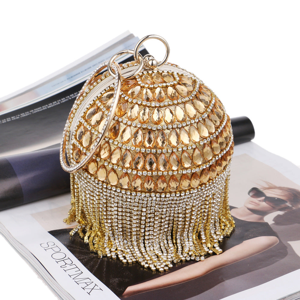 Fringe Ball Round Evening Bag