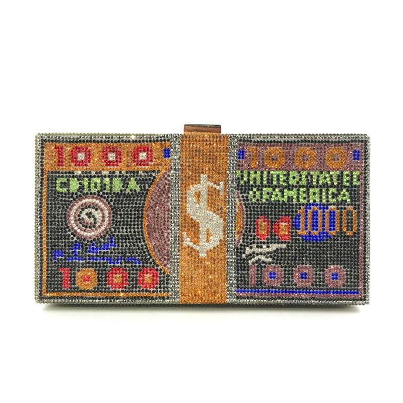 Rhinestone Money Stack Clutch