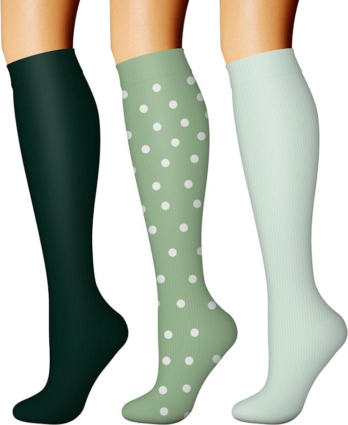 Sports Compression Socks – Long Tube Calf Socks for Running, Cycling & Skipping Rope (3 Double Pack)