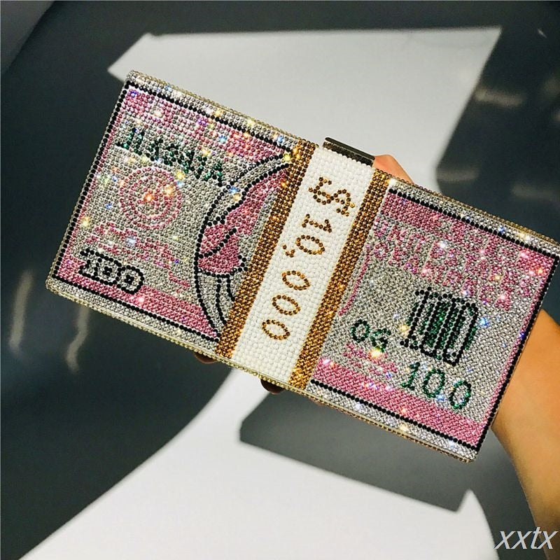 Rhinestone Money Stack Clutch