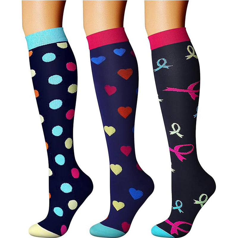 Sports Compression Socks – Long Tube Calf Socks for Running, Cycling & Skipping Rope (3 Double Pack)