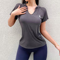 Women's Loose Short Sleeve Hoodie Sports T-Shirt — Breathable Quick-Dry Training Top